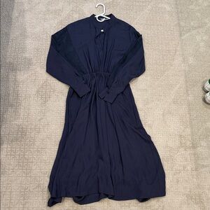 Vince Midnight Blue Long Sleeve 100% Silk Dress